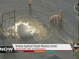 Large water main break floods road in Phoenix