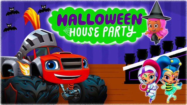 Halloween House Party. Three rooms with Blaze, Shimmer and Shine and a skeleton! NEW Game For Kids!