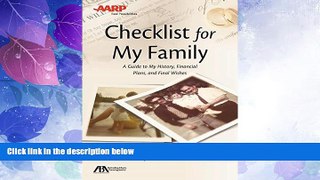 Big Deals  ABA/AARP Checklist for My Family: A Guide to My History, Financial Plans and Final