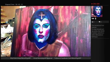 MoonPigsART's oil painting a cat lady...GO INDIANS!!! (26)