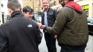 Gordon Ramsay driving his new Ferrari F12 TDF in London!