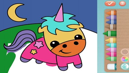 Cute Baby Unicorn Bunny Frog Drawings & Colorbook Educational Game for Little Children