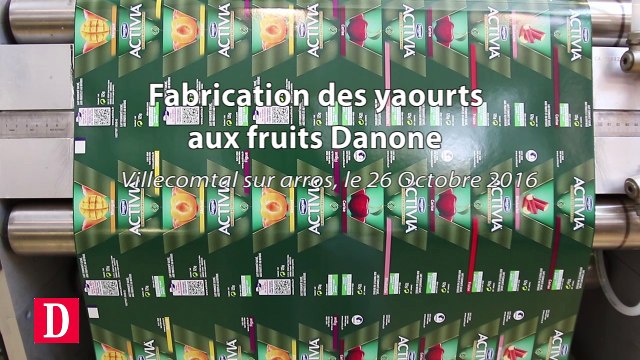 Fabrication des yaourts aux fruits Danone à la laiterie de Villecomtal sur arros