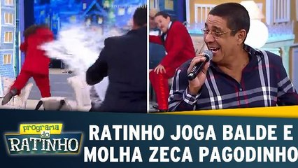 Ratinho joga balde d`água em Marquito e atinge Zeca Pagodinho