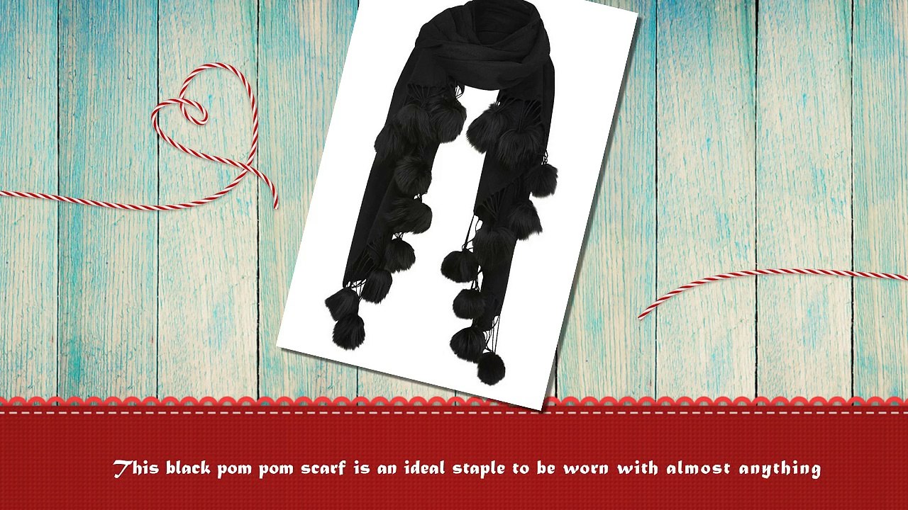 Black Polly Pom Pom Scarf | Scarves & Wraps | Fashion Accessories | Lux-Fix.com