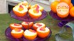 Naranjas rellenas de gelatina de fresa. | Postre fácil y rápido