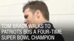 Tom Brady Walks to Patriots Bus A Four-Time Super Bowl Champion