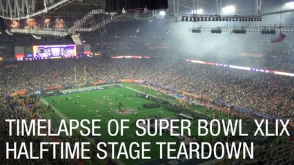Timelapse of Super Bowl XLIX Halftime Stage Teardown