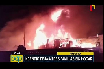 Arequipa: incendio deja a tres familias sin hogar
