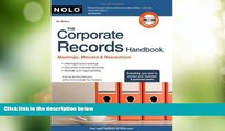 Big Deals  The Corporate Records Handbook: Meetings, Minutes   Resolutions  Full Read Most Wanted