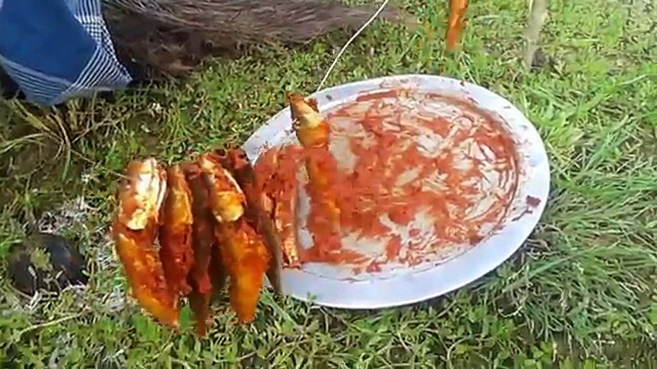 Cooking River Fish in Steel Wire in My Village - Food Money Food - Village Style