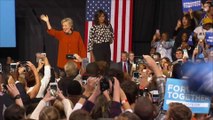 Hillary Clinton, Michelle Obama hit campaign trail together for the first time