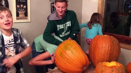 Girl's Head Gets STUCK INSIDE A PUMPKIN