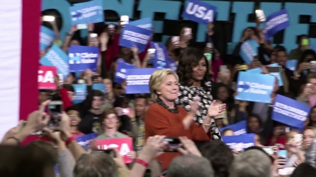 Michelle Obama em campanha com Clinton