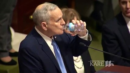 US state Governor Mark Dayton collapses during speech