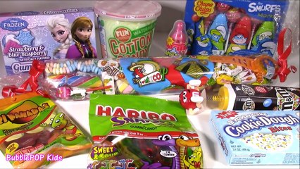 CANDY BONANZA 12! FROZEN Gummies M&Ms SMURFS Chupa Chups COTTON Candy! Fun Review