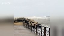 Huge waves brought by nor'easter crash on the coast of New Jersey