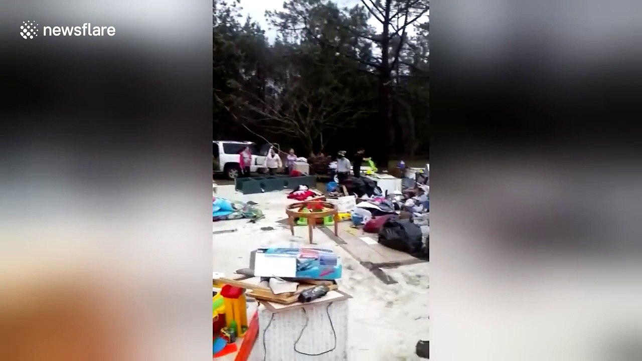 Property destroyed by tornado in Georgia, USA