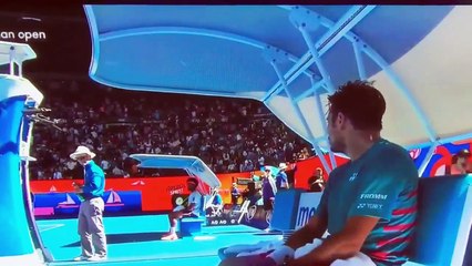 Wawrinka and Tsonga arguing QF AO 2017