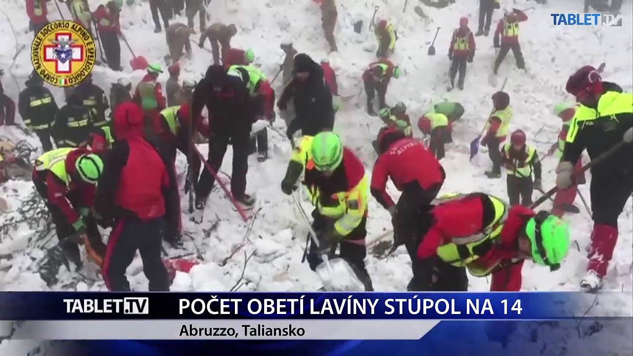 Počet obetí lavíny v zasypanom hoteli Rigopiano je už 14