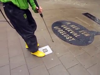 Reverse Graffiti advertising in Amsterdam