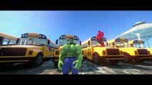 Wheels On The Bus Nursery Rhymes & Colors Bus with HULK & RED HULK Children Songs