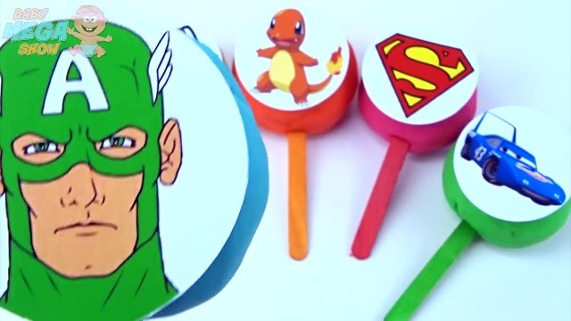 Play Doh Clay Hello Kitty Superman Pokemon Cars 2 Capitan America Lollipop Learn Colors for Kids