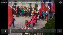 Epinal : les ecoliers de Saint-Laurent chantent la Marseillaise a l'occasion du...