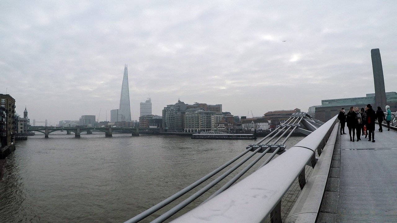 London. A Walk from St. Paul's Cathedral to The Tate Modern Gallery Across the River