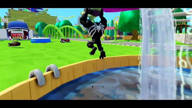 ANGRY VENOM vs DINOSAURS ! Frozen Anna & Disney Pixar Cars Lightning McQueen saved by Spiderman !