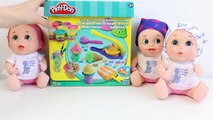 Triplets Baby Dolls Play-Doh Ice Creams Make Ice Creams for your Dolls Bebés Pelones Toy Videos