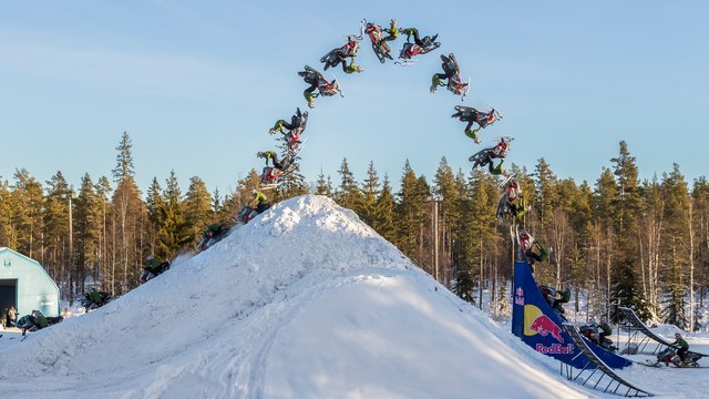 Daniel Bodin Lands Huge Double Backflip on a Snowmobile!