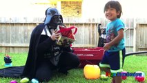 SURPRISE TOYS CHALLENGE Star Wars Darth Vader vs Ryan ToysReview Easter Egg Hunt Water Balloon Fight