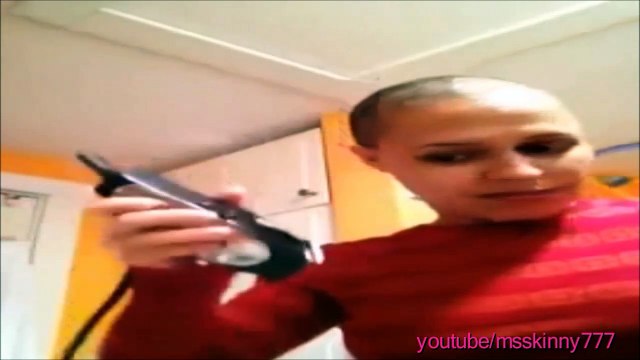 Girl shaves her head shiny