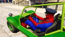Learn Vehicles - Color Cars & Tractor & Police Cars with Spiderman in Cartoon for Kids Toilet Prank