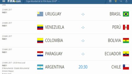 Download Video: partidos por las clasificatorias sudamericanas marzo 2017 para el mundial de Rusia 2018