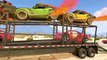 MONSTER CARS & Lightning McQueen on TRUCK with Spiderman in Cartoon for Kids! Nursery Rhymes Songs