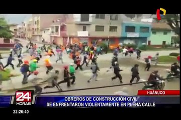 Huánuco: obreros de construcción civil se enfrentan violentamente en la calle