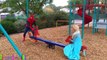 FROZEN ELSA & SPIDERMAN LOSES THEIR HEAD! w/ Pink Spidergirl Maleficent & Joker Hulk Candy Superhero