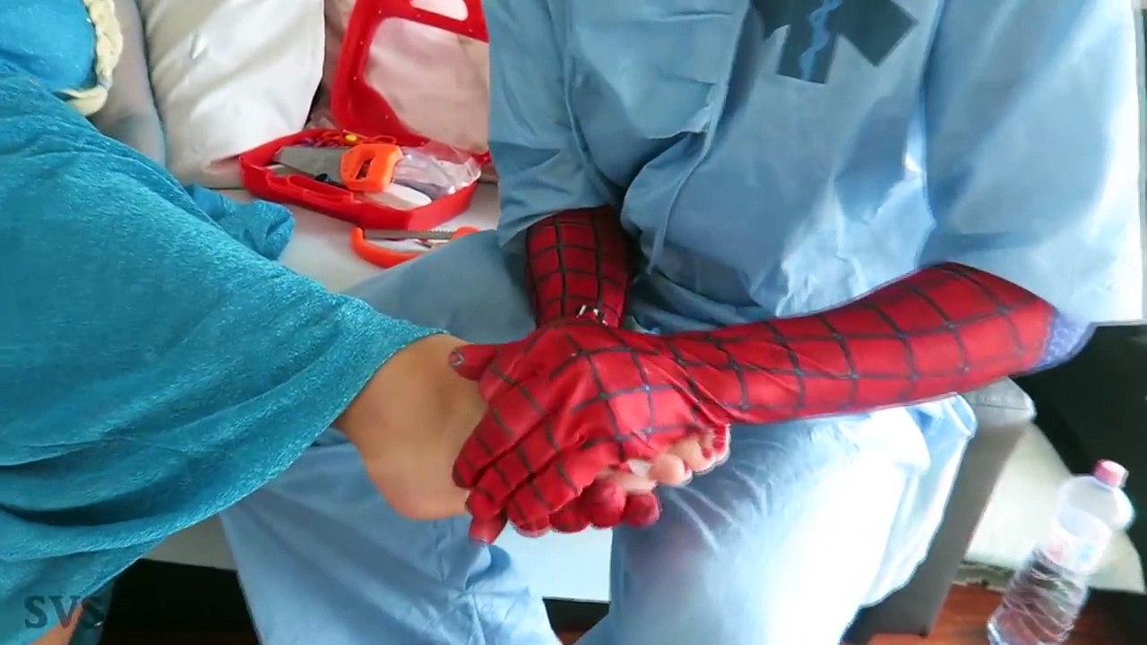 SPIDERMAN & FROZEN ELSA GOT HURT! NAIL IN FOOT! w/ Doctor vs JOKER in Real Life! Funny Superheroes