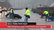 TIR kazası TEM otoyolu İstanbul yönü trafiğe kapandı