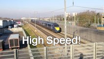 High Speed and c2c trains outside Rainham (Essex) Station