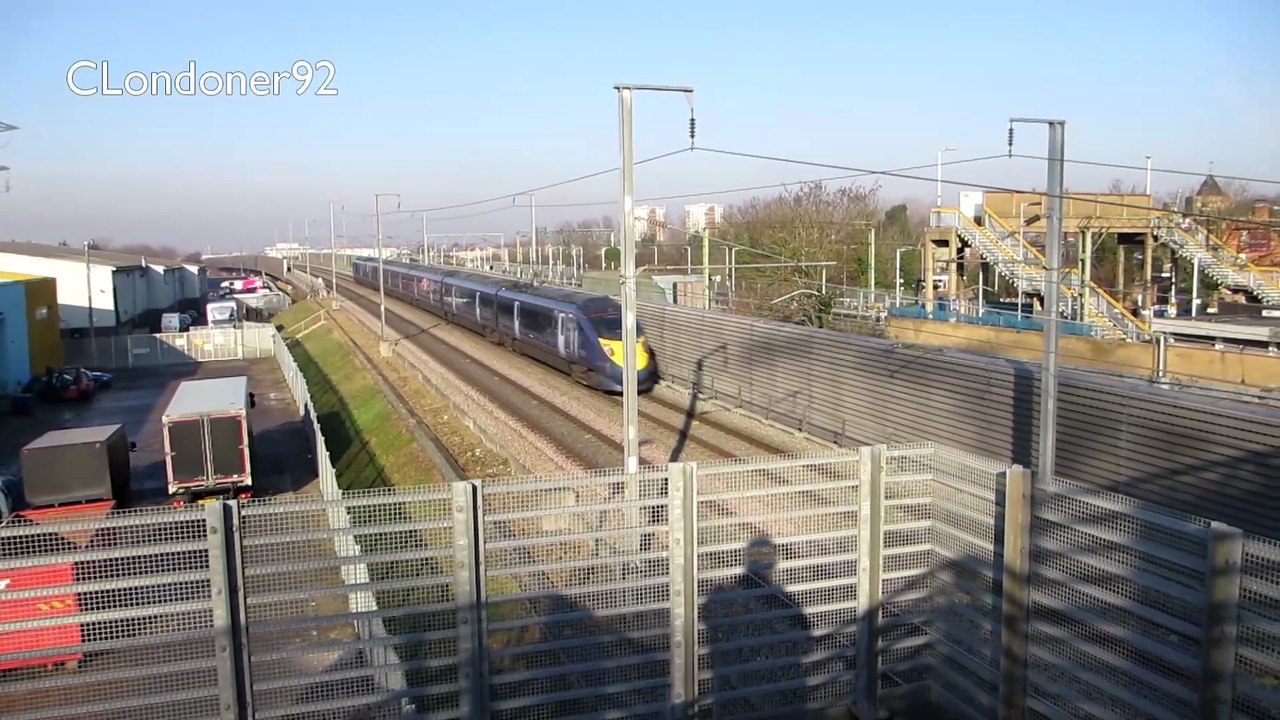 High Speed and c2c trains outside Rainham (Essex) Station
