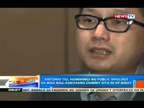 NTG: Antonio Tiu, humihingi ng public apology sa mga nag-aakusang dummy siya ni VP Binay