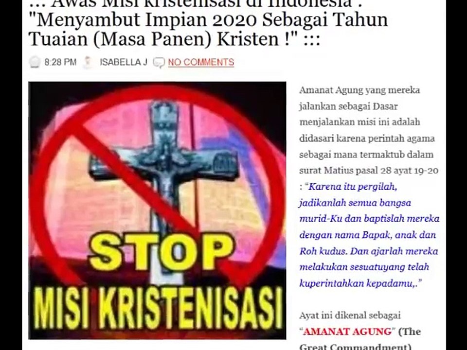 [40] Kristen Toleran ? KRISTENISASI ADALAH BUKTI TIDAK TOLERANNYA KRISTEN ! *Kesaksian MANTAN PENGINJIL Y. Ismail