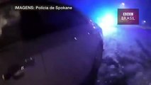 Momentos tensos no resgate de uma mulher presa em um carro em chamas