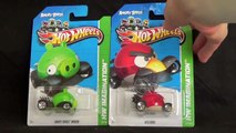 Angry Birds Hot Wheels Red Bird, Green Minion Pig and Lightning McQueen Diecast Cars Slingshot