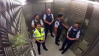 New Zealand police's jam session in elevator