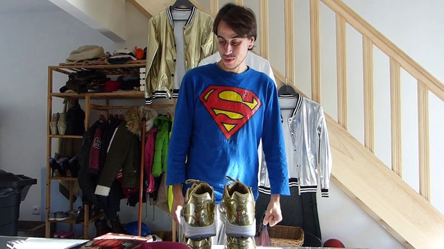 Tee Shirt Daft Punk & Custom Daft Punk K-Way Jacket & Nike Air Max 1 iD Gold & Original autographe de Quentin Dupieux a