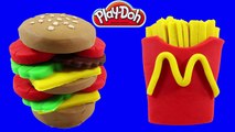 Play Doh French Fries! - Stop motion create play-doh hamburger along Peppa Pig toys